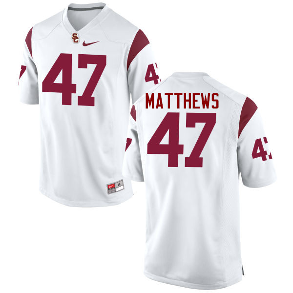 Men #47 Clay Matthews USC Trojans College Football Jerseys-White